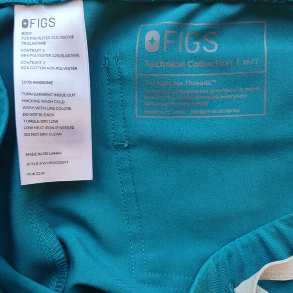 FIGS Scrubs 2 Piece Set Teal-Casma Top Lrg & Zamora Jogger Bottom Med-Tall  EUC - Picture 10 of 12